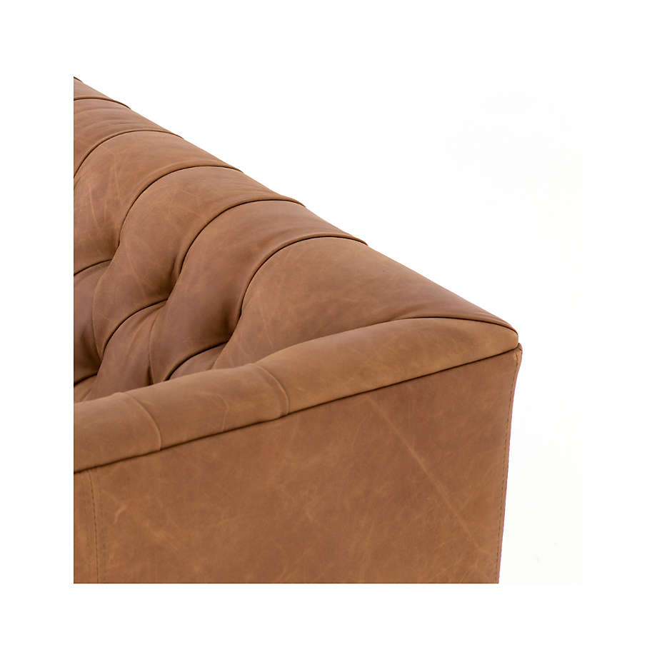 Rollins Natural Washed Camel Leather Button Tufted Sofa thumbnail 7