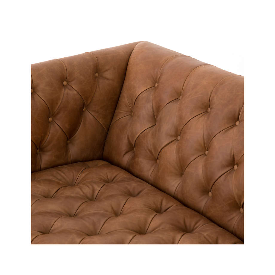 Rollins Natural Washed Camel Leather Button Tufted Sofa thumbnail 8