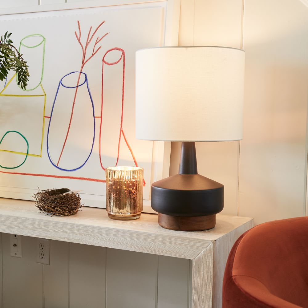 Wood And Ceramic Table Lamp thumbnail 2