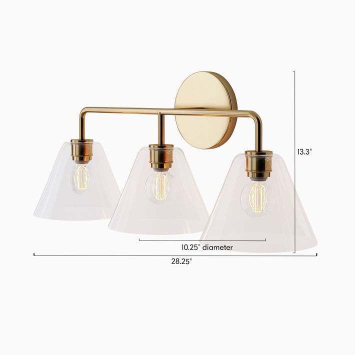 Sculptural 3 Light Cone Sconce Clear thumbnail 3