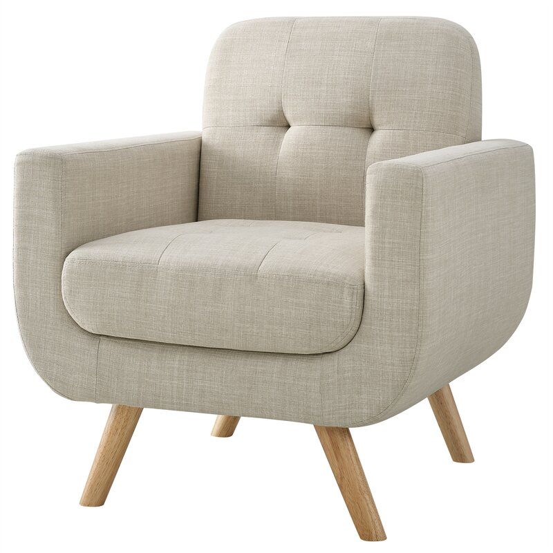 Juliana Wide Tufted Linen Club Chair thumbnail 3