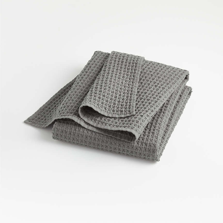 Organic Cotton Waffle Slate Bath Towel thumbnail 2