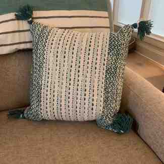 Textured Woven Stripes Throw Pillow Teal With Insert thumbnail 3