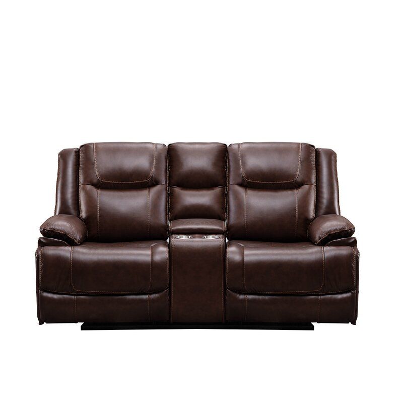 Moneta Genuine Leather Pillow Top Arm Reclining Loveseat thumbnail 3