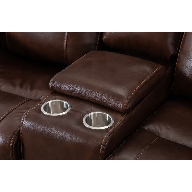Moneta Genuine Leather Pillow Top Arm Reclining Loveseat thumbnail 5
