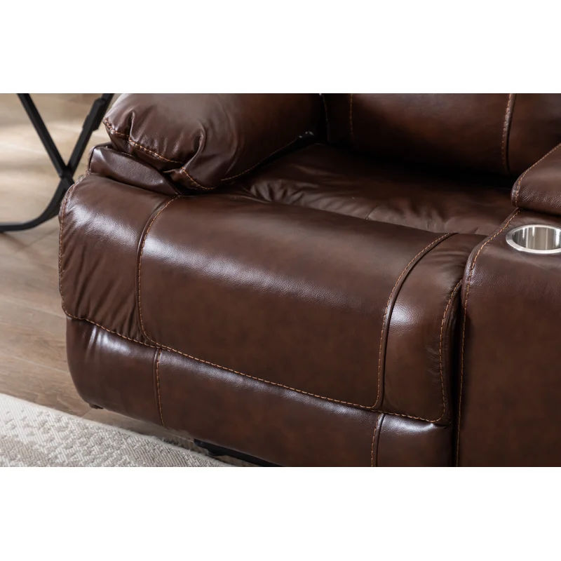 Moneta Genuine Leather Pillow Top Arm Reclining Loveseat thumbnail 6