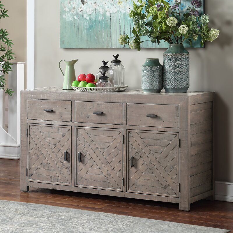 Adrian Three Drawer Pine Solid Wood Sideboard thumbnail 3