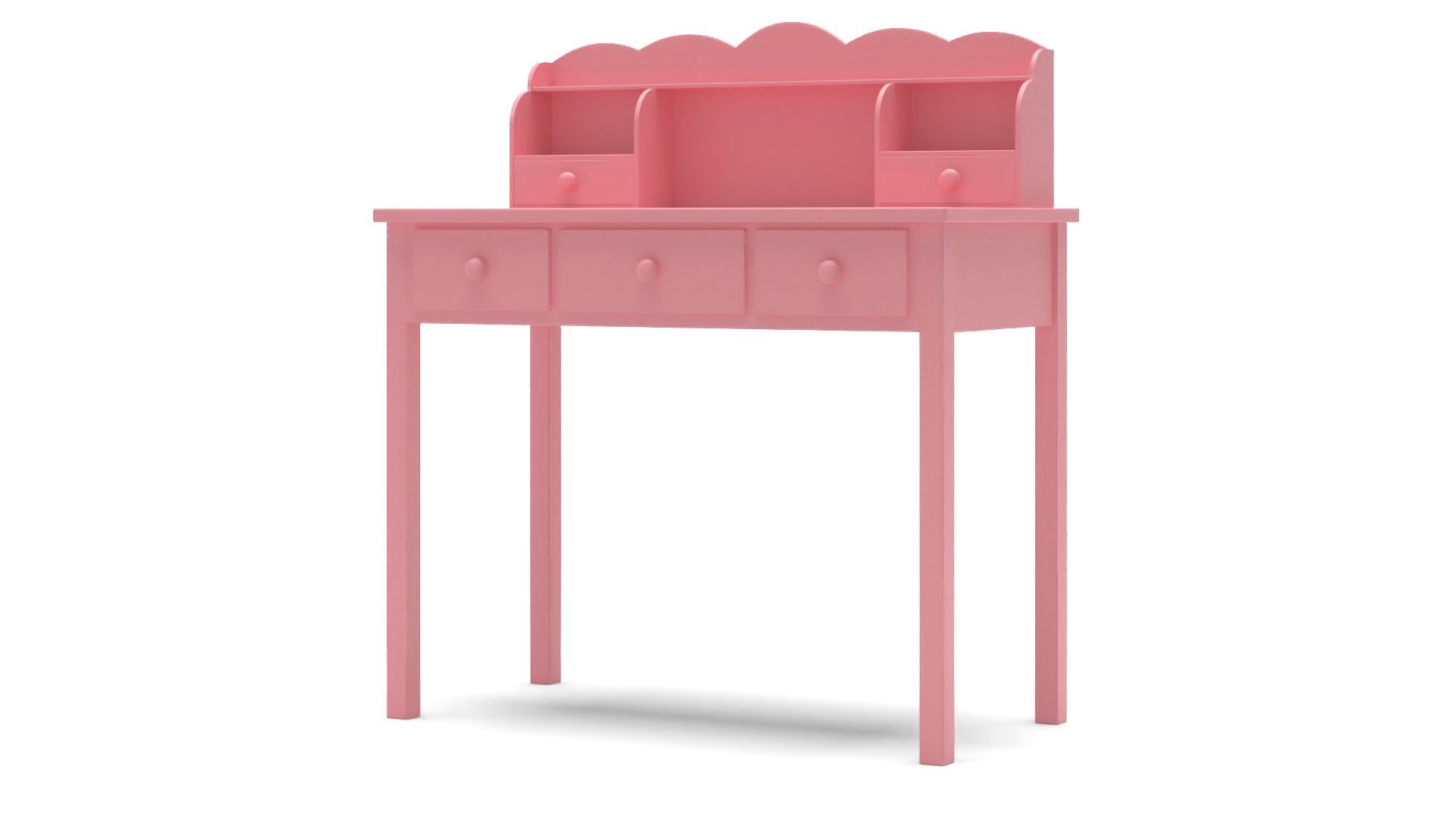 Writing Desk With 5 Drawers And Hutch Shelf thumbnail 2