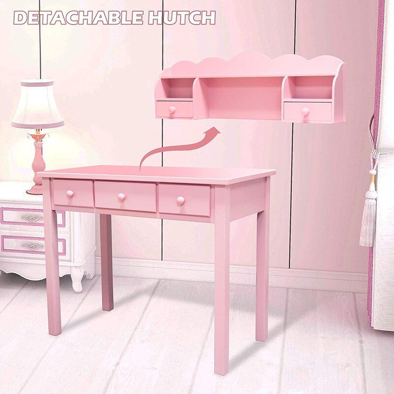 Writing Desk With 5 Drawers And Hutch Shelf thumbnail 8