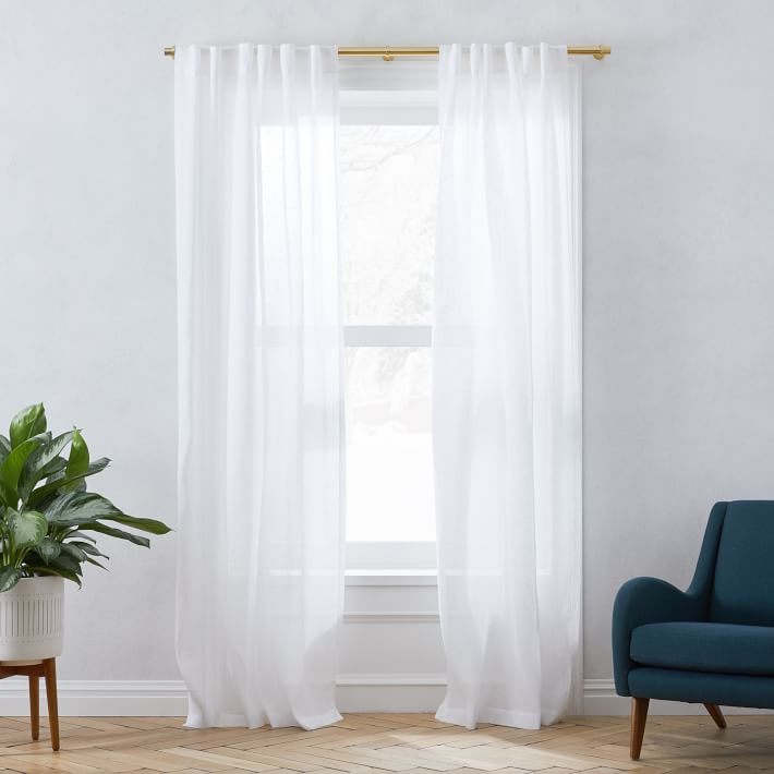 Sheer European Flax Linen Curtain - White thumbnail 2
