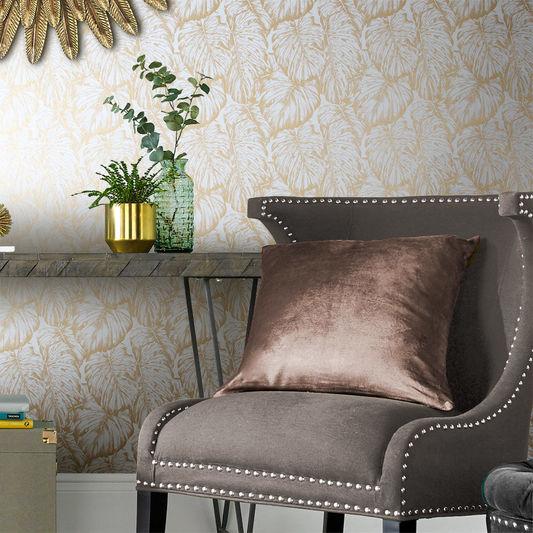 Floral Metallic Wallpaper Roll In Pearl And Gold thumbnail 3