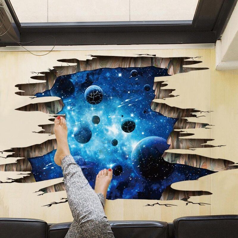 Galaxy Planet Space Murals Wall Decal Creative 3D Cosmic Milky Way Floor thumbnail 3