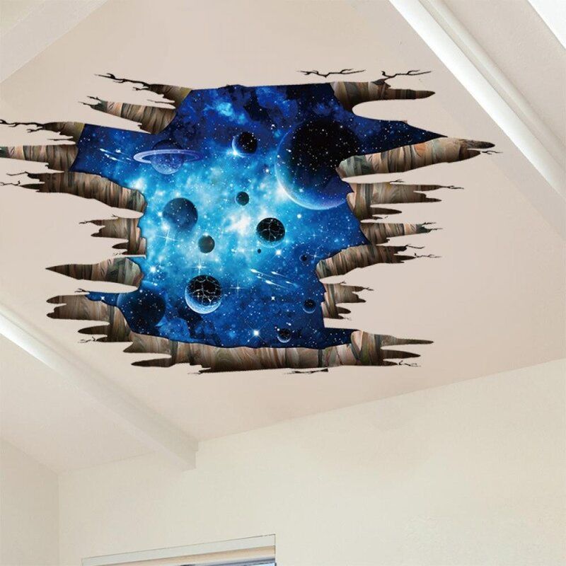 Galaxy Planet Space Murals Wall Decal Creative 3D Cosmic Milky Way Floor thumbnail 4