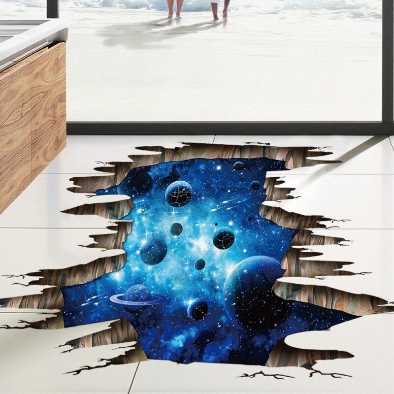 Galaxy Planet Space Murals Wall Decal Creative 3D Cosmic Milky Way Floor thumbnail 5