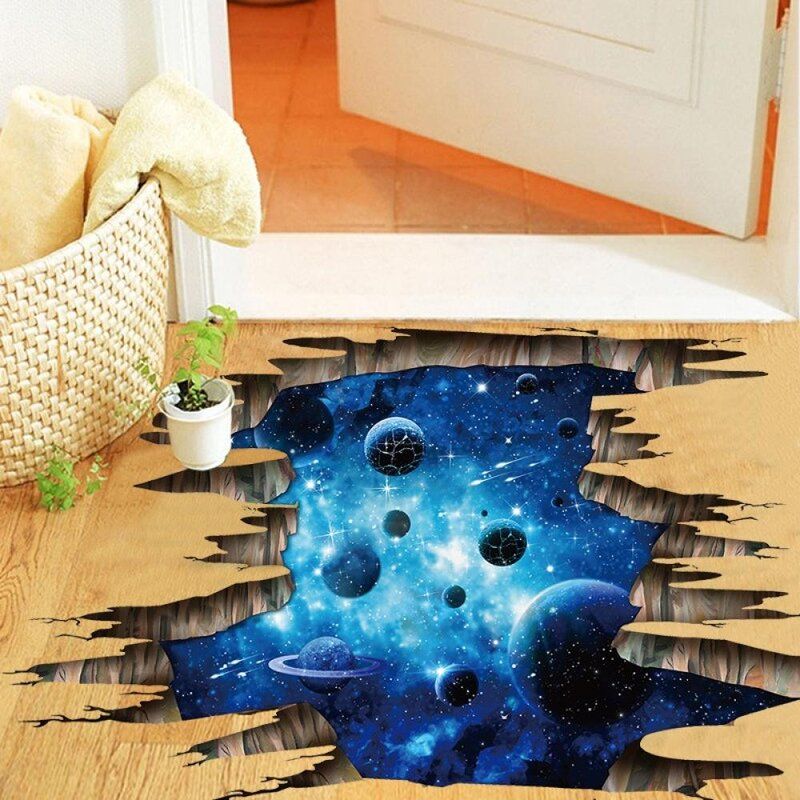 Galaxy Planet Space Murals Wall Decal Creative 3D Cosmic Milky Way Floor thumbnail 6