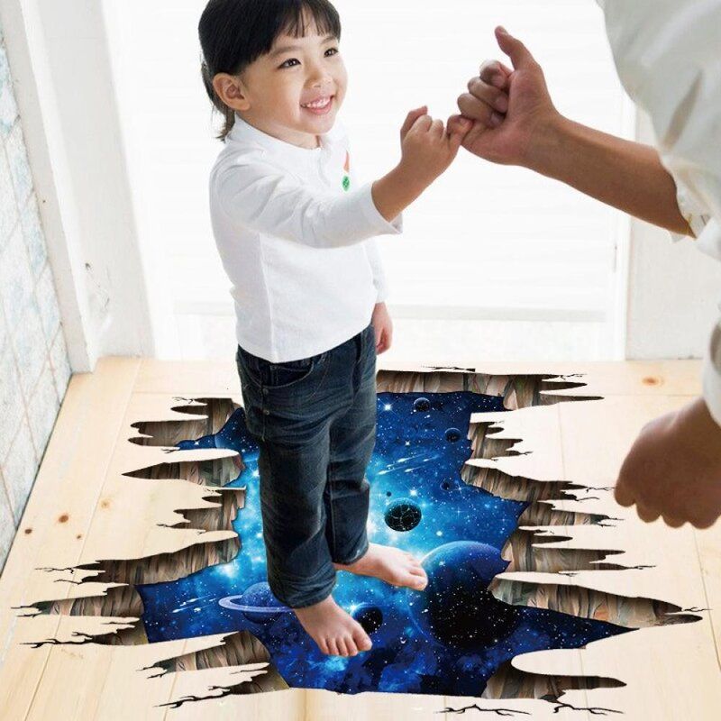 Galaxy Planet Space Murals Wall Decal Creative 3D Cosmic Milky Way Floor thumbnail 8