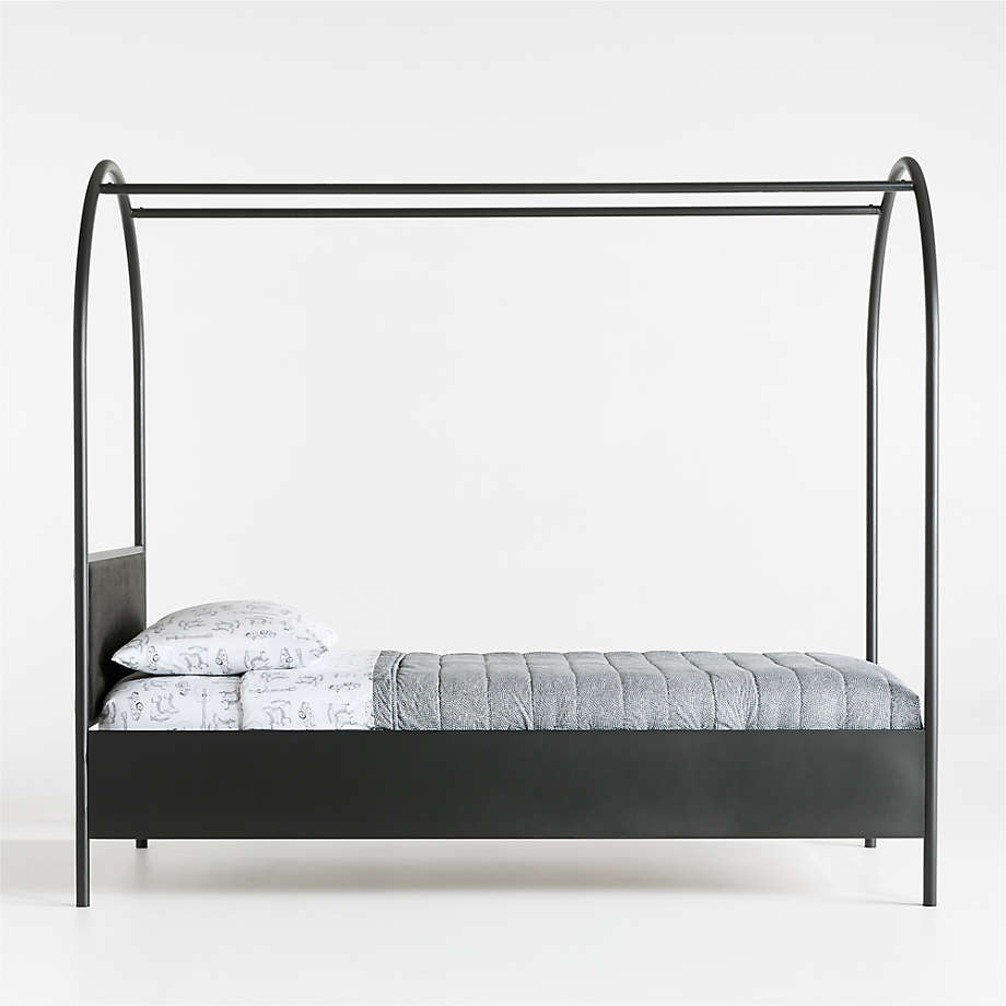 Canyon Arched Twin Black Canopy Bed with Upholstered Headboard thumbnail 4