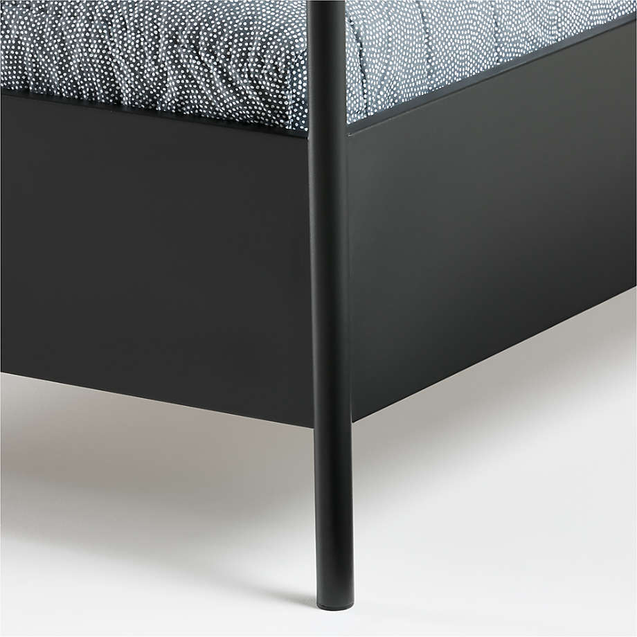 Canyon Arched Twin Black Canopy Bed with Upholstered Headboard thumbnail 6