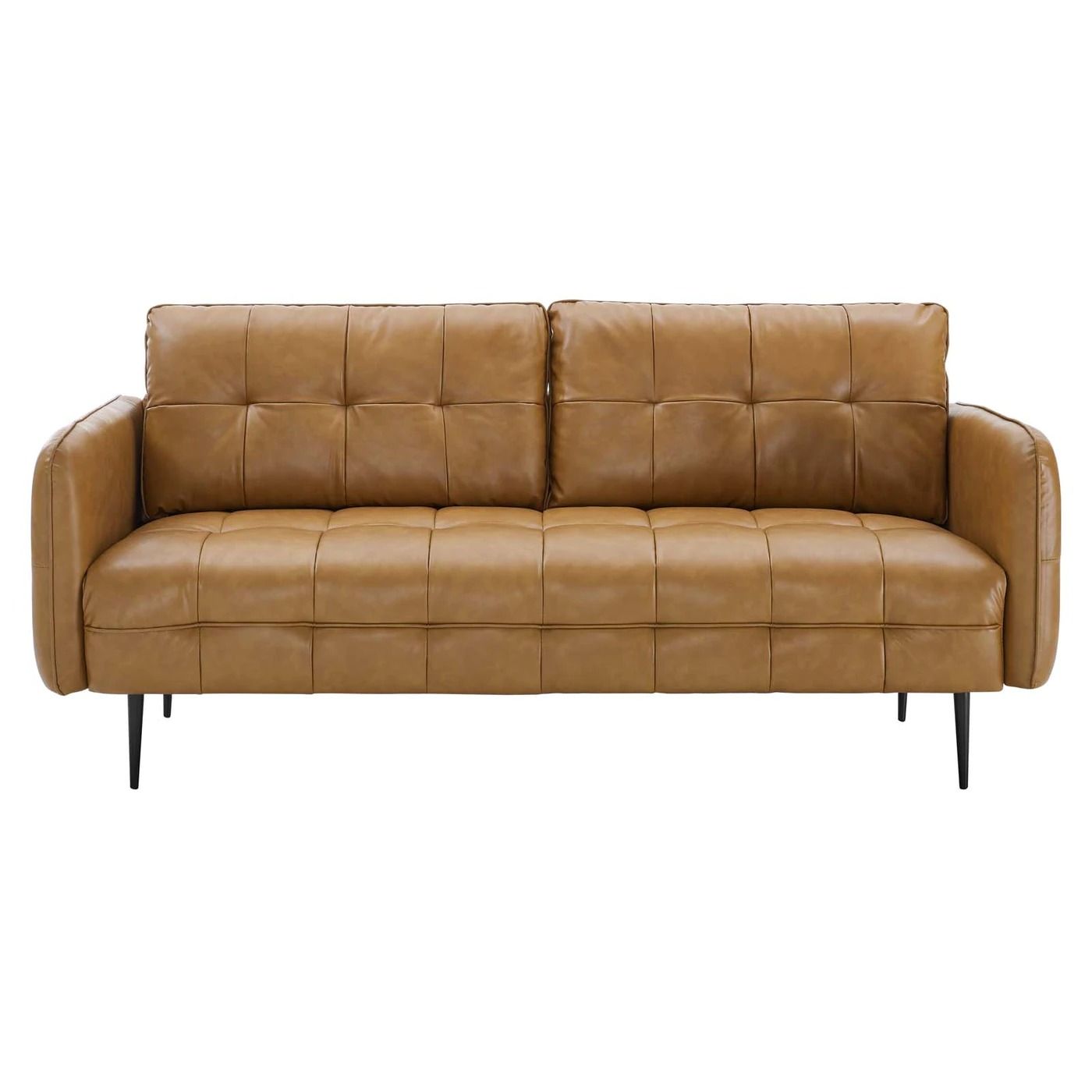 Cromane Tufted Vegan Leather Sofa - Camel thumbnail 3