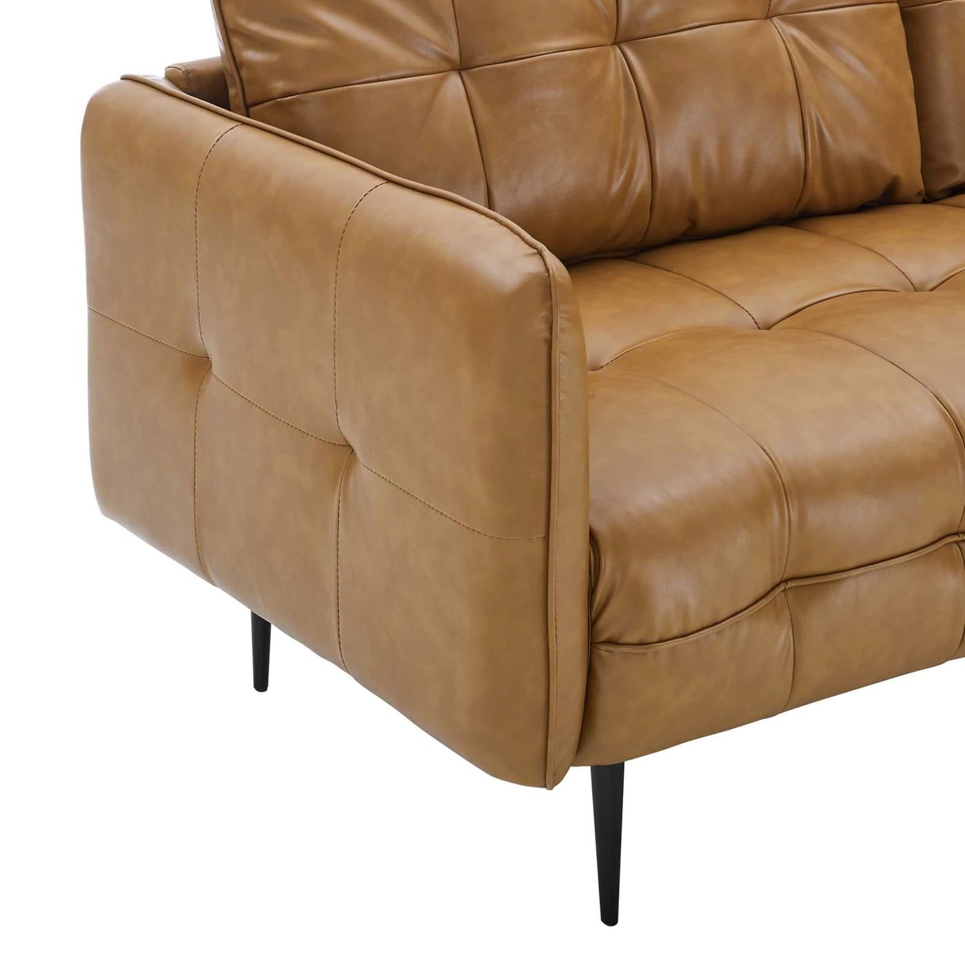 Cromane Tufted Vegan Leather Sofa - Camel thumbnail 5