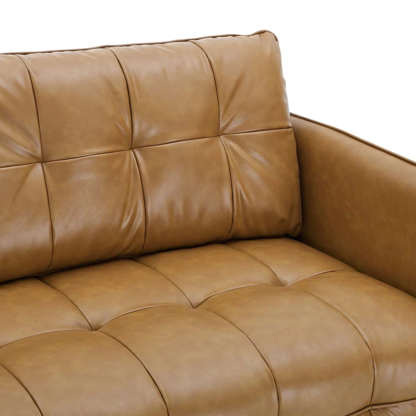 Cromane Tufted Vegan Leather Sofa - Camel thumbnail 6