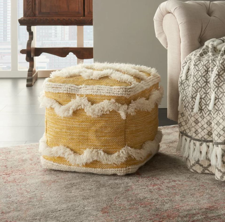 Rebekah Square Chevron Pouf Ottoman with Storage thumbnail 3