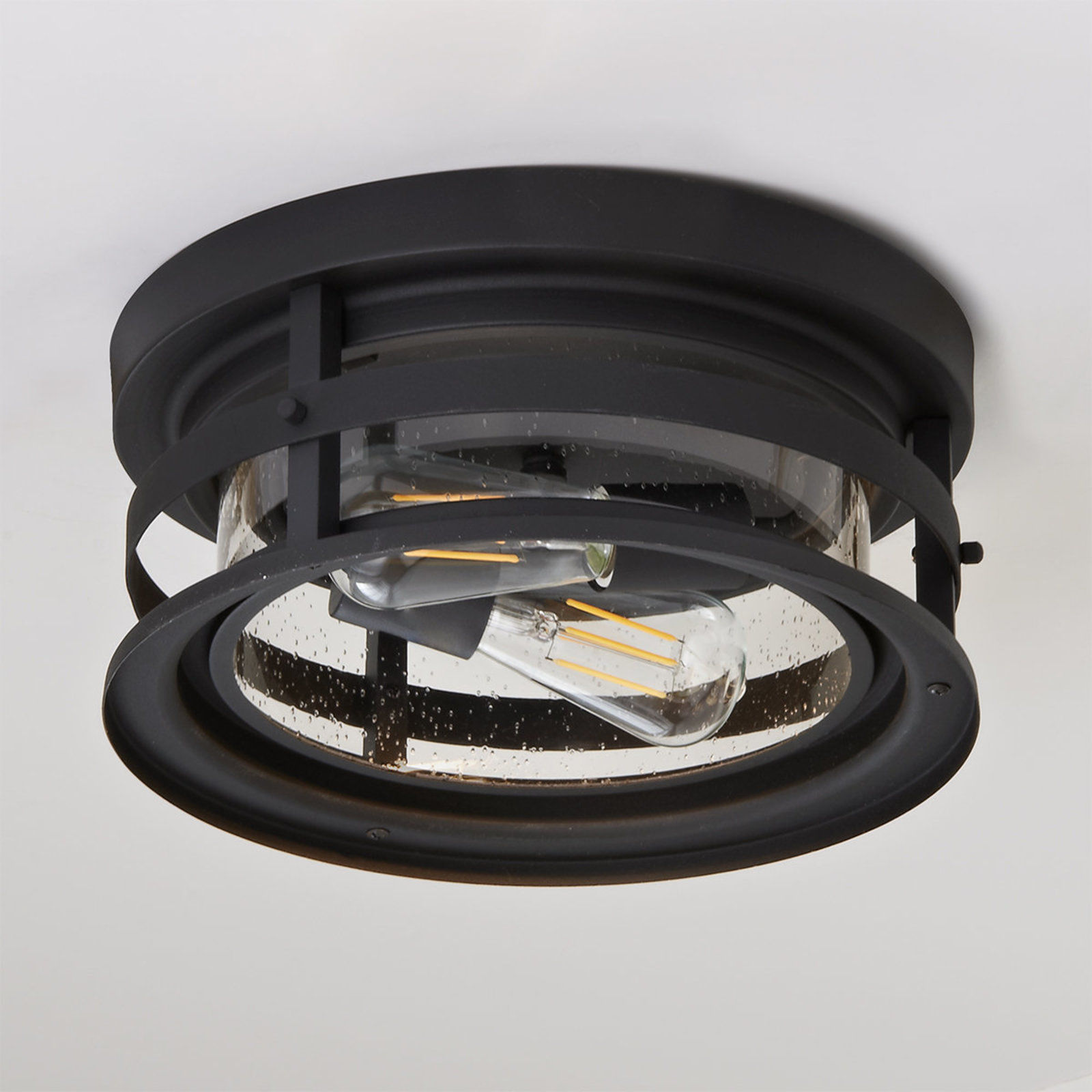 VINTAGE CYLINDER SEEDED OUTDOOR CEILING LIGHT thumbnail 2