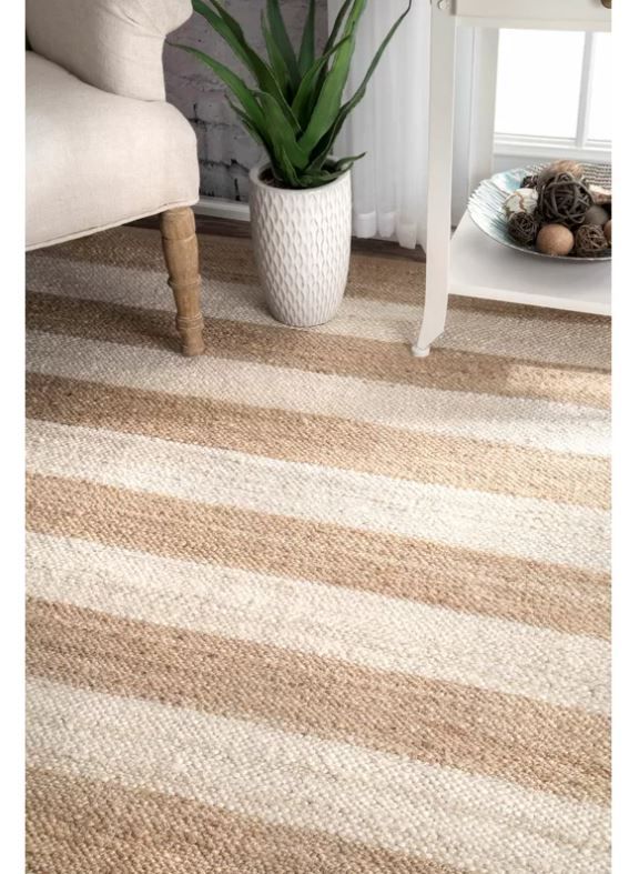 Stockton Springs Striped Handmade Flatweave Cotton Beige Area Rug thumbnail 3