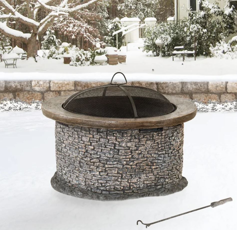 Nolia Concrete Wood Burning Outdoor Fire Pit with Lid thumbnail 2
