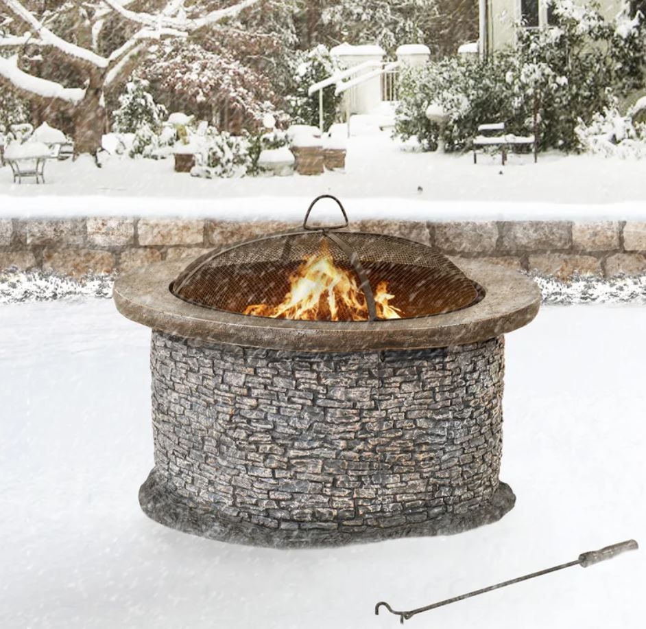 Nolia Concrete Wood Burning Outdoor Fire Pit with Lid thumbnail 3