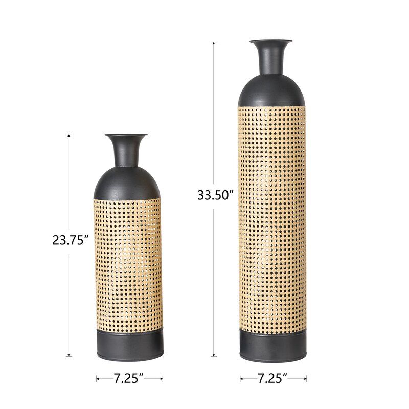 2 Piece Masham Gold Black Stainless Steel Floor Vase Set thumbnail 3