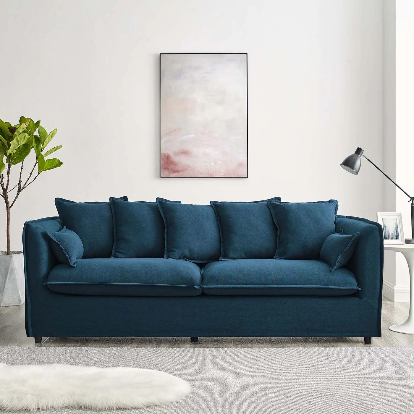 Valona Slipcover Fabric Sofa - Azure thumbnail 2