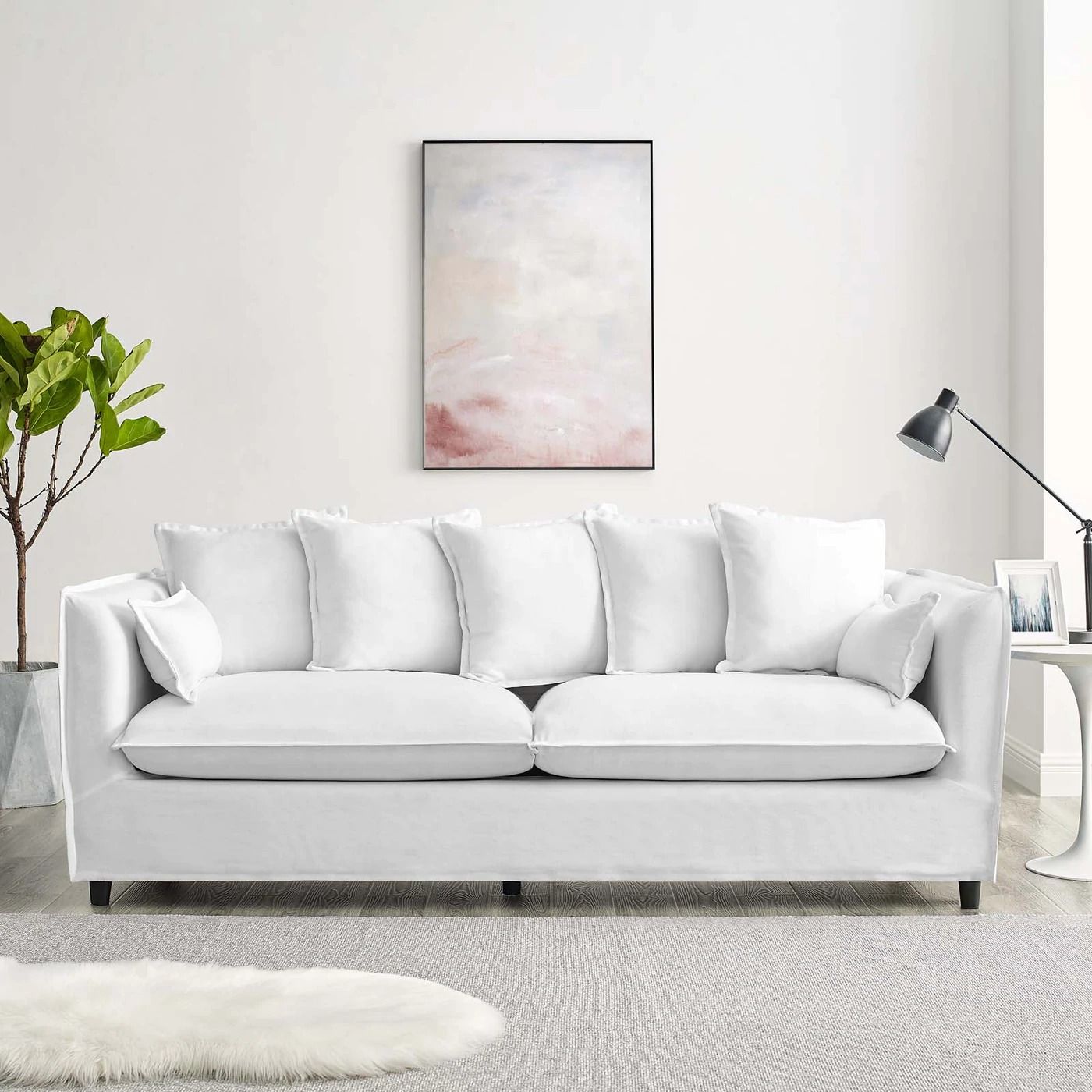 Valona Slipcover Fabric Sofa - White thumbnail 2