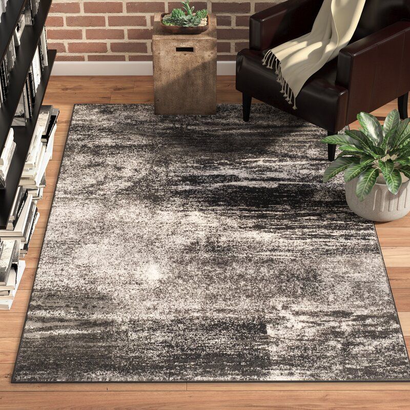 Costa Mesa Abstract Silver Black Area Rug thumbnail 2