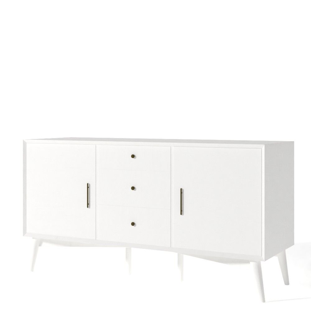 White Union City Wide 3 Drawer Buffet Table thumbnail 3