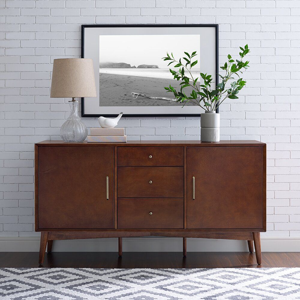 Mahogany Union City Wide 3 Drawer Buffet Table thumbnail 4