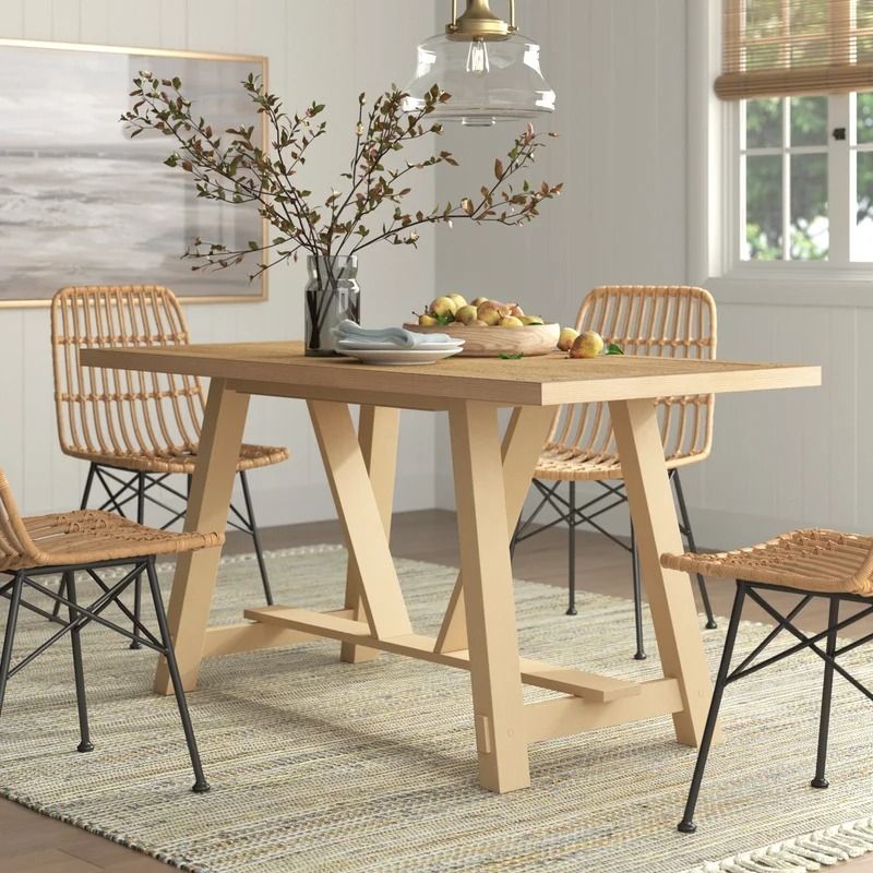 Alerich Solid Oak Trestle Dining Table thumbnail 3