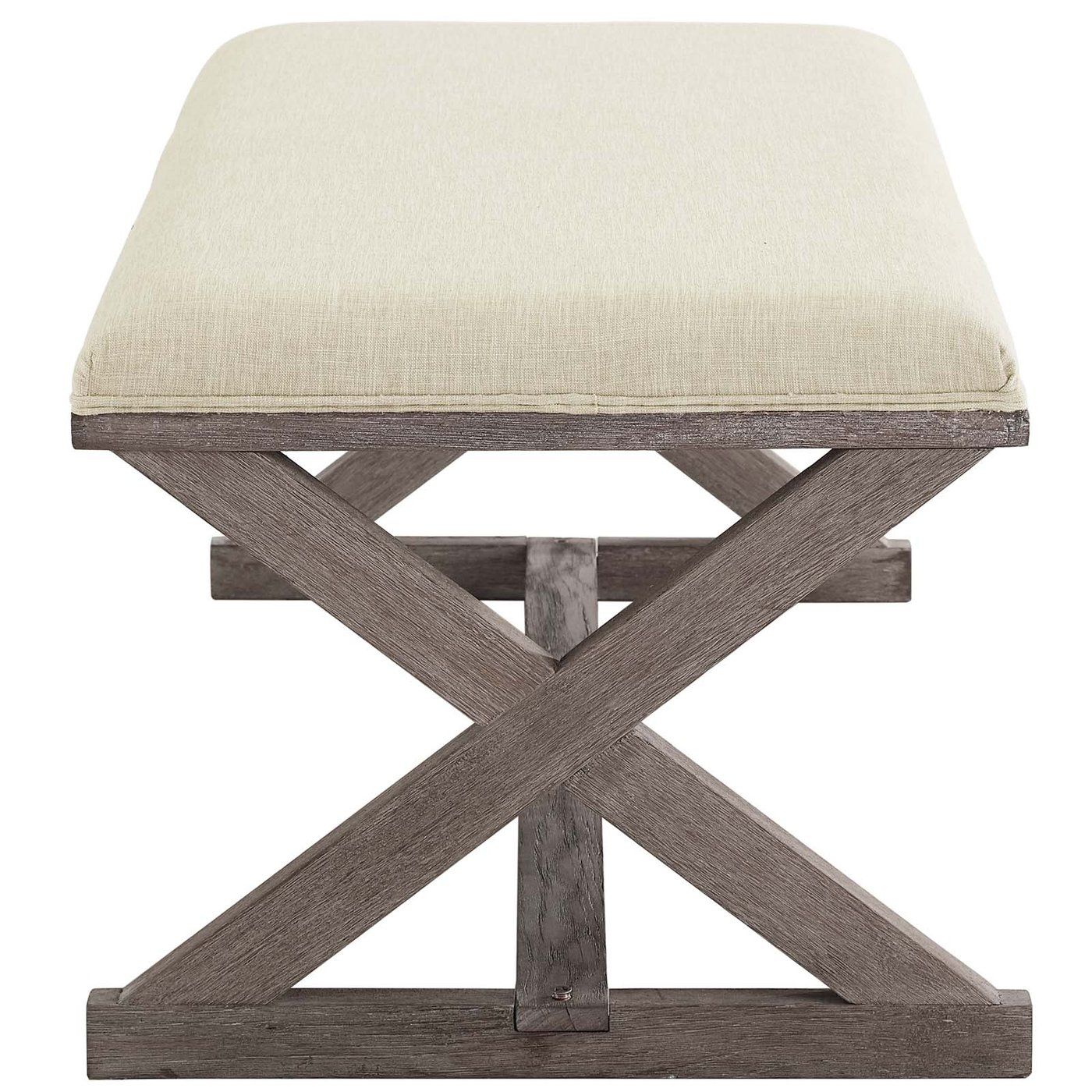 Province Vintage French X Brace Upholstered Fabric Bench thumbnail 4
