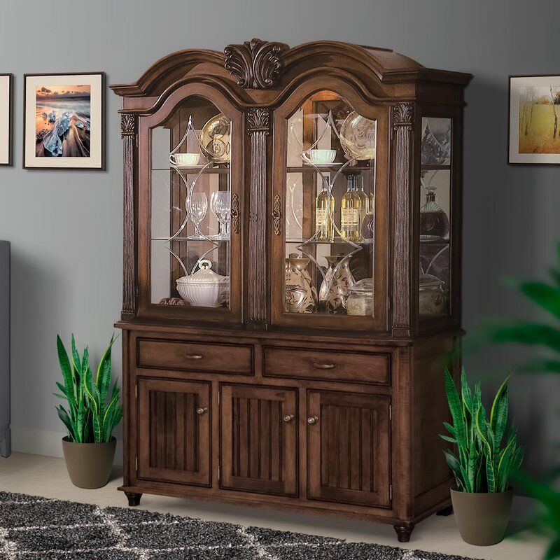 Waelder Wooden Arch Shape Curio Cabinet thumbnail 5