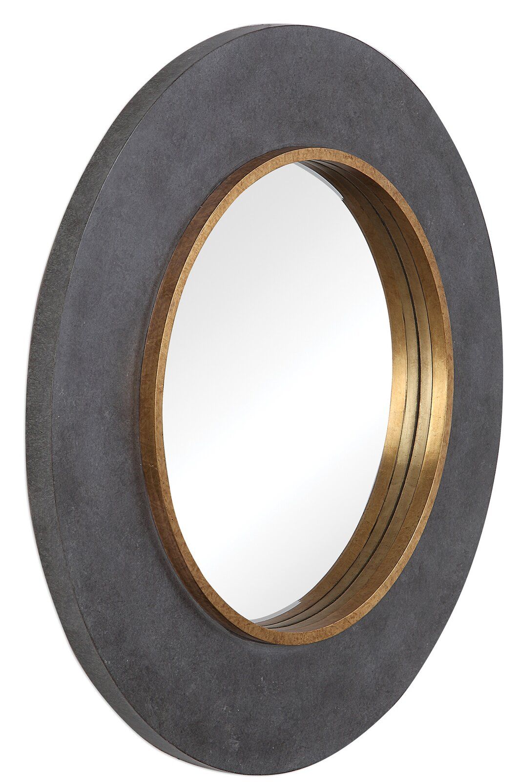 Zena Round Beveled Distressed Accent Mirror thumbnail 2
