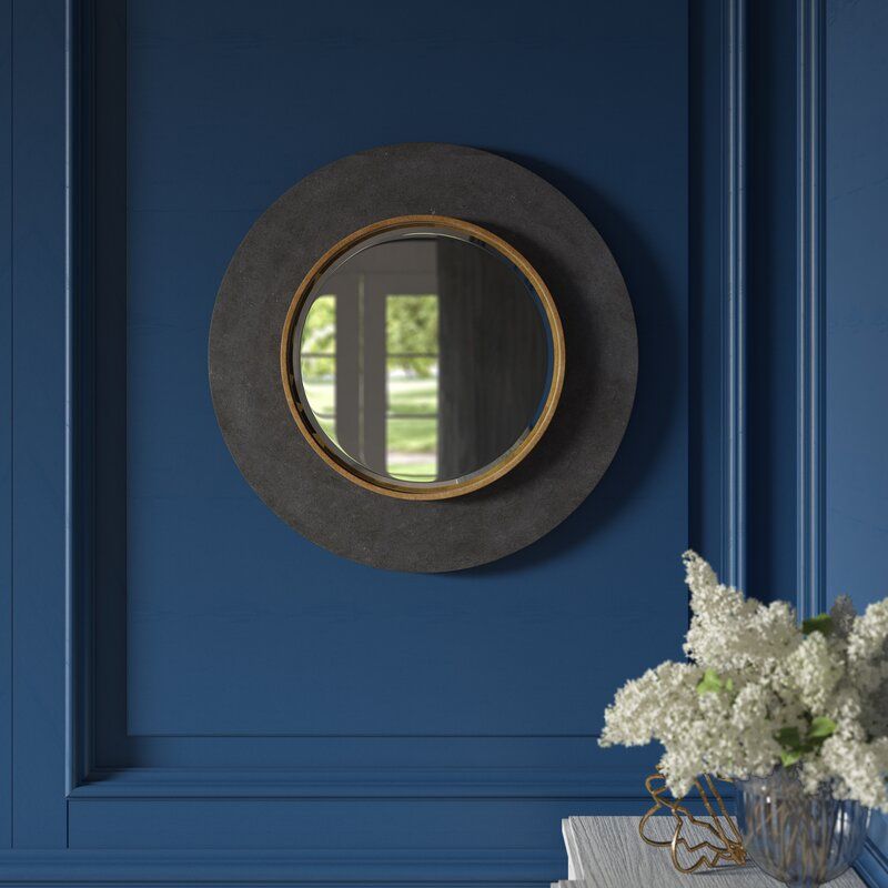 Zena Round Beveled Distressed Accent Mirror thumbnail 6