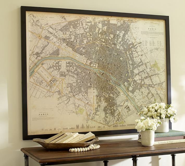 Vintage Inspired Paris Map Framed Print thumbnail 2