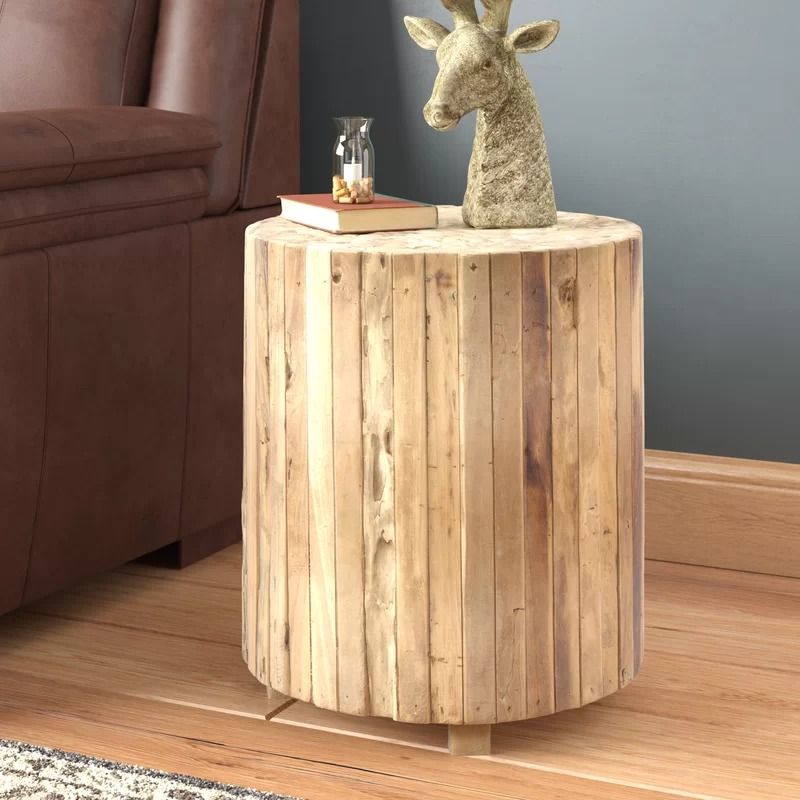 Hopper Solid Wood Drum End Table thumbnail 2