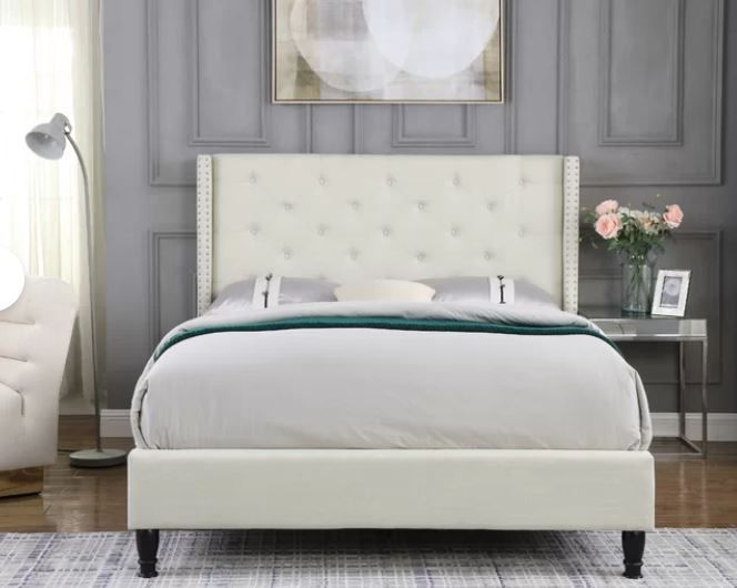 Boswell Tufted Upholstered Low Profile Platform Bed KING thumbnail 3