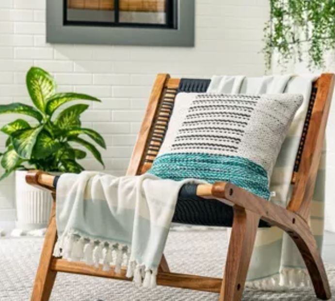 Dotted Wave Stripes Indoor Outdoor Throw Pillow thumbnail 2
