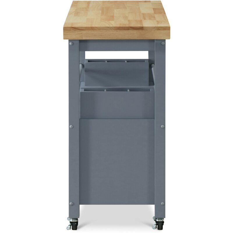 Gerolakkos Kitchen Cart with Solid Wood Top and Locking Wheels thumbnail 2
