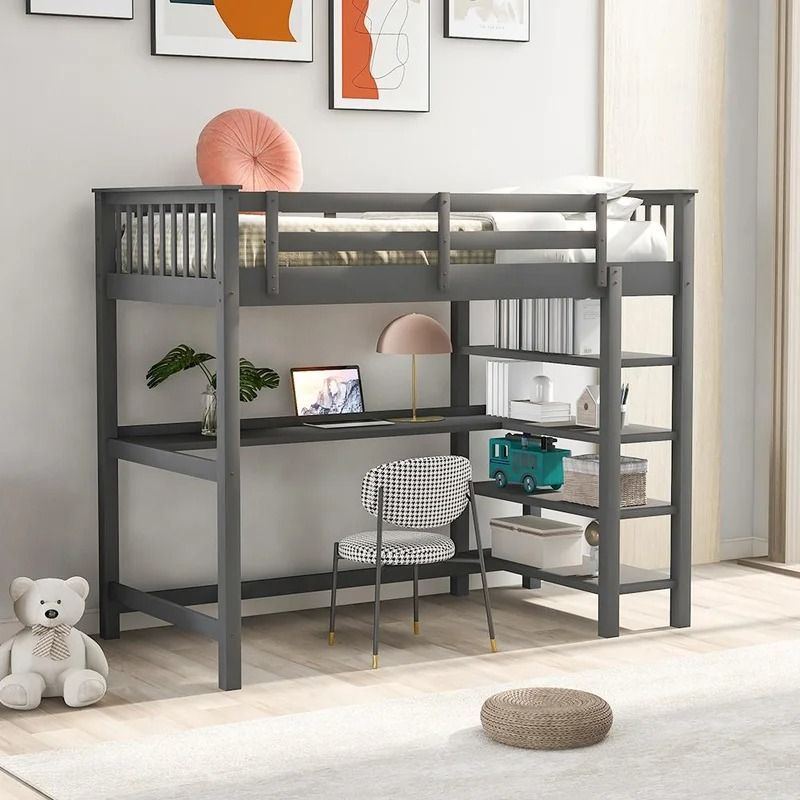 Flannagan Loft Bed with Built in Desk by Harriet Bee TWIN thumbnail 2