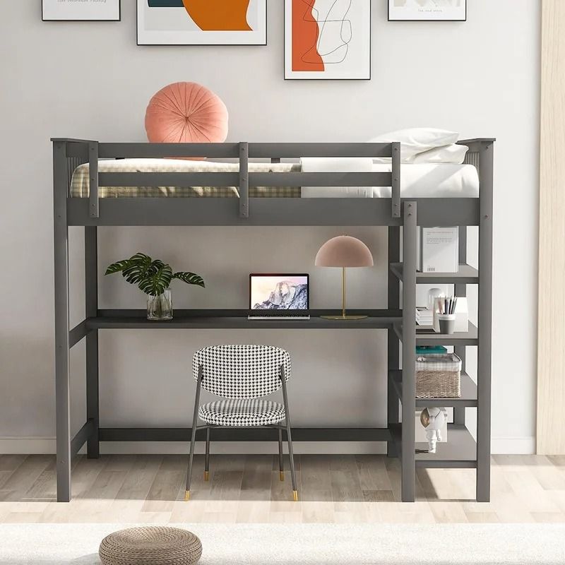 Flannagan Loft Bed with Built in Desk by Harriet Bee TWIN thumbnail 3