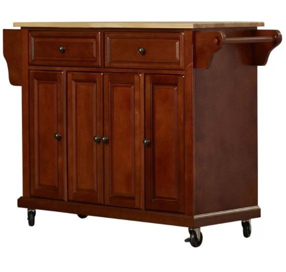Ken Solid Wood Kitchen Cart and Locking Wheels thumbnail 5