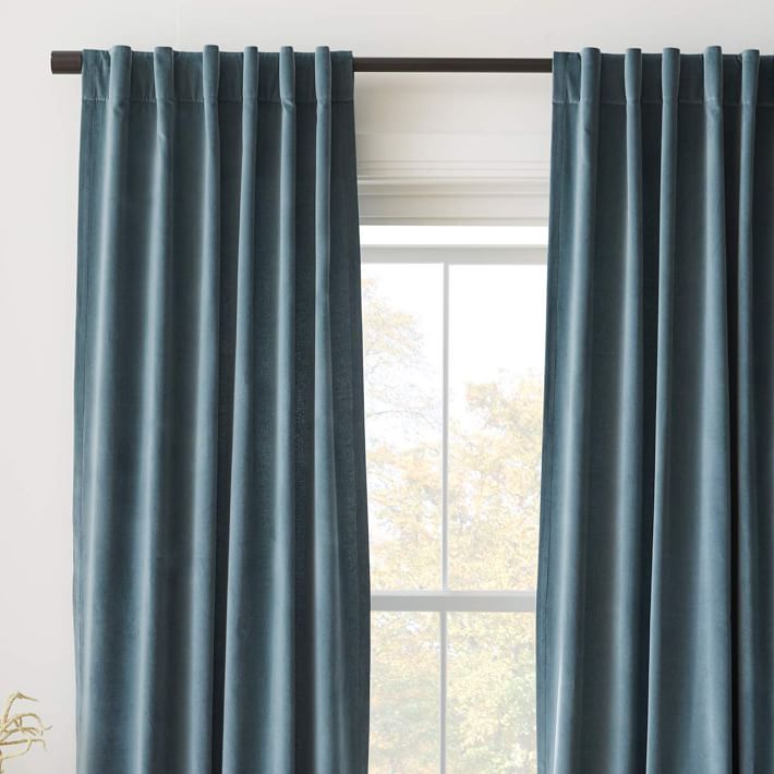 Cotton Velvet Curtain Ocean-96'' thumbnail 2
